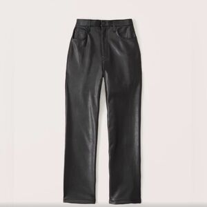 Abercrombie & Fitch Curve Love Black Straight Leg Leather Pants